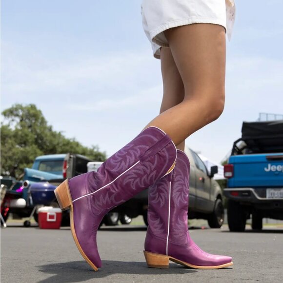 NIB Tecovas "The Annie" in Violet Purple Leather Tall Cowboy Boots for Cowgirls - Picture 8 of 11